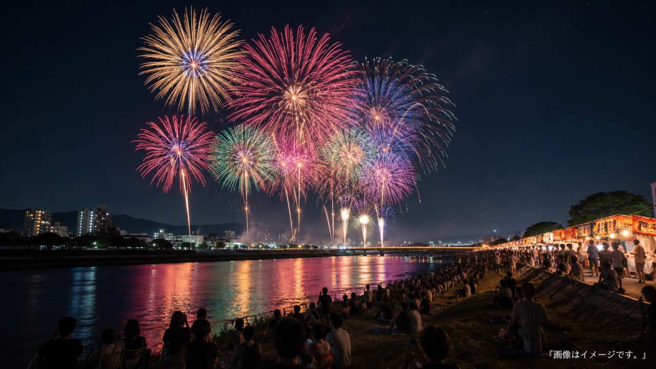 鳥取市の千代川河川敷で開催される夏の花火大会