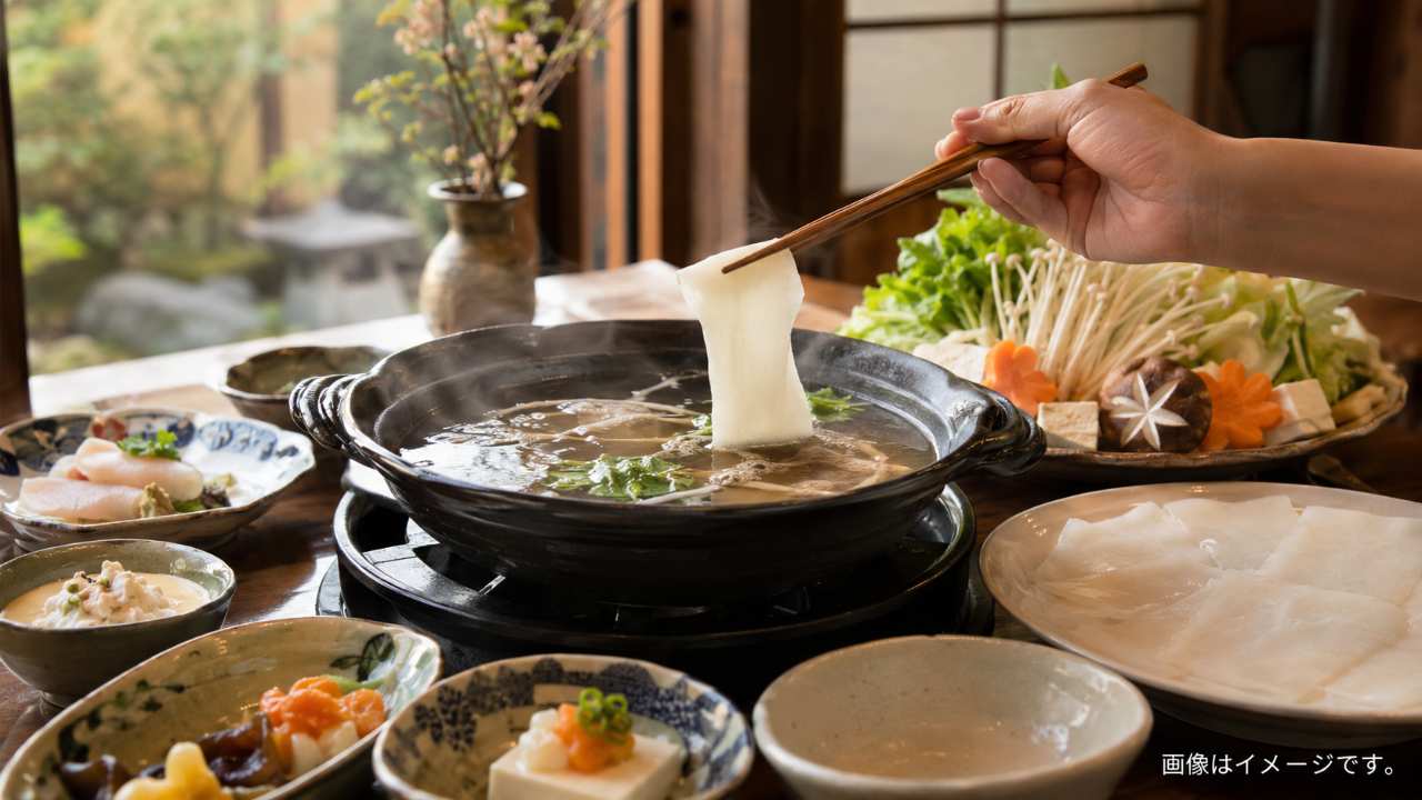 倉吉名物のもちしゃぶを囲む食卓のイメージ