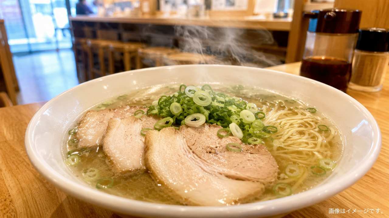 鳥取名物の牛骨ラーメンをテーマにした写真風画像