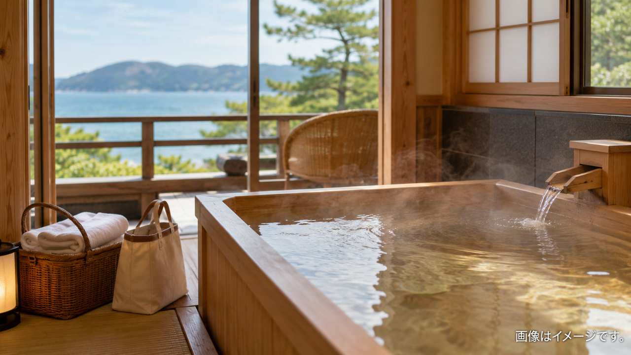 鳥取の温泉旅行をテーマにしたブログ用アイキャッチ画像