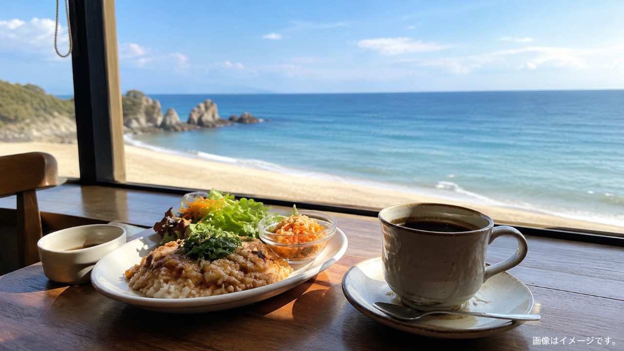 鳥取砂丘観光の後に立ち寄る海辺のカフェランチ