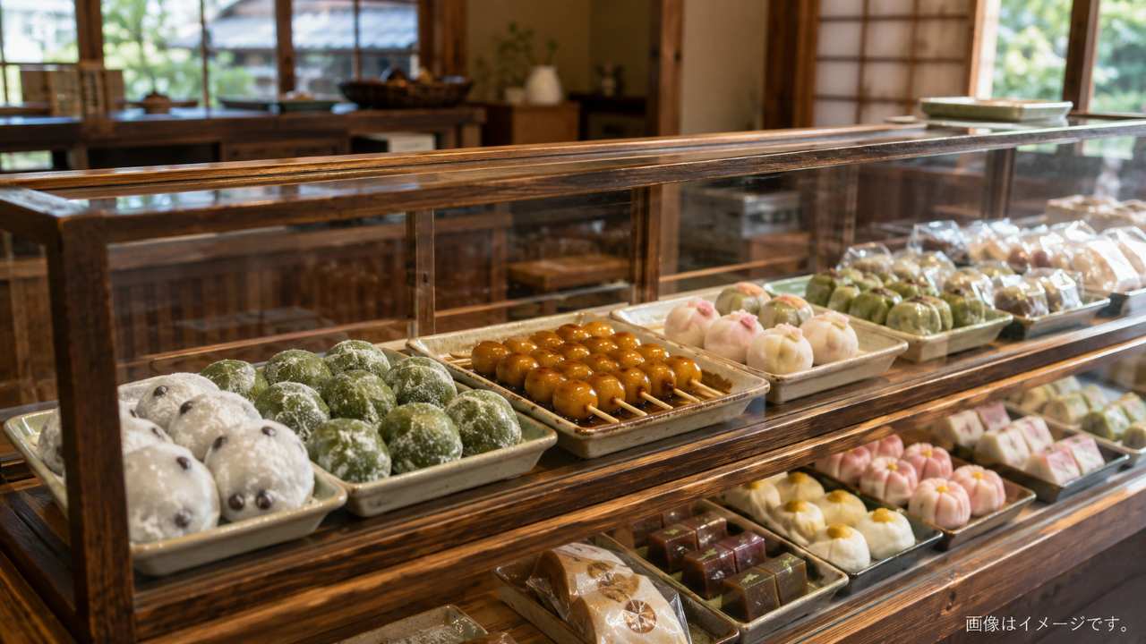 米子市の昔ながらの和菓子店をイメージした店内