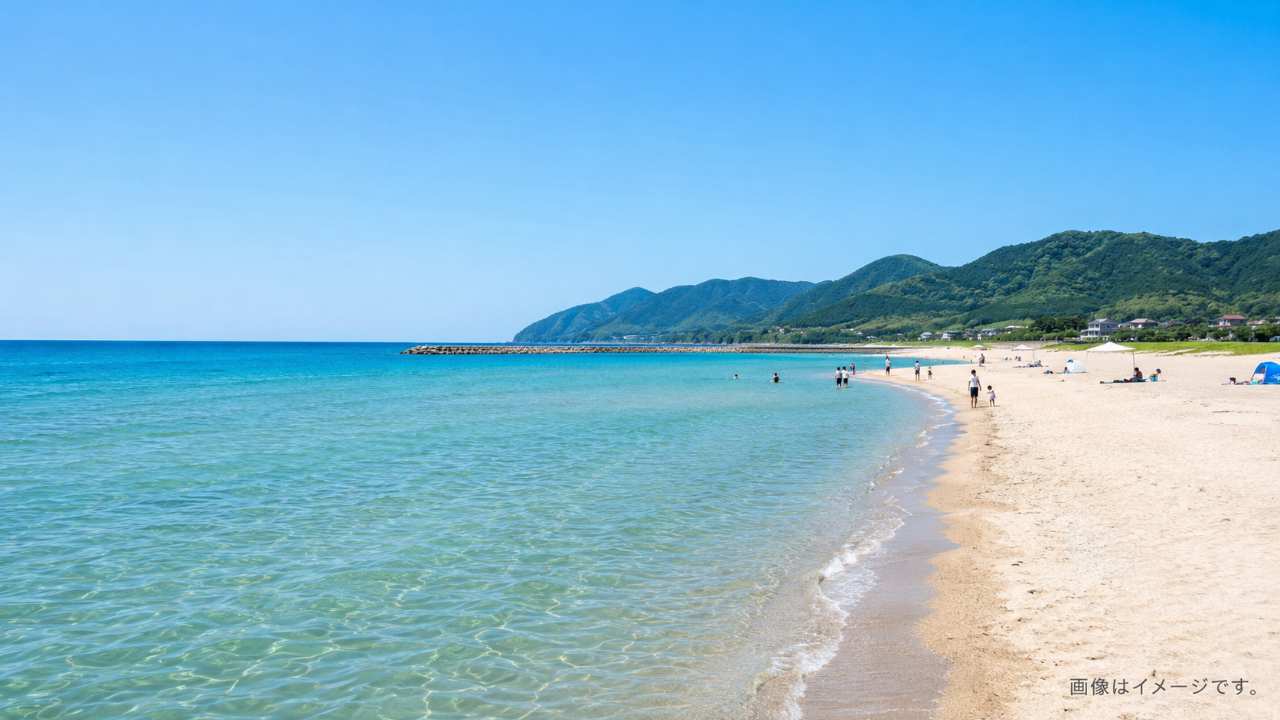 鳥取県湯梨浜町のハワイ海水浴場をイメージした実写風の写真