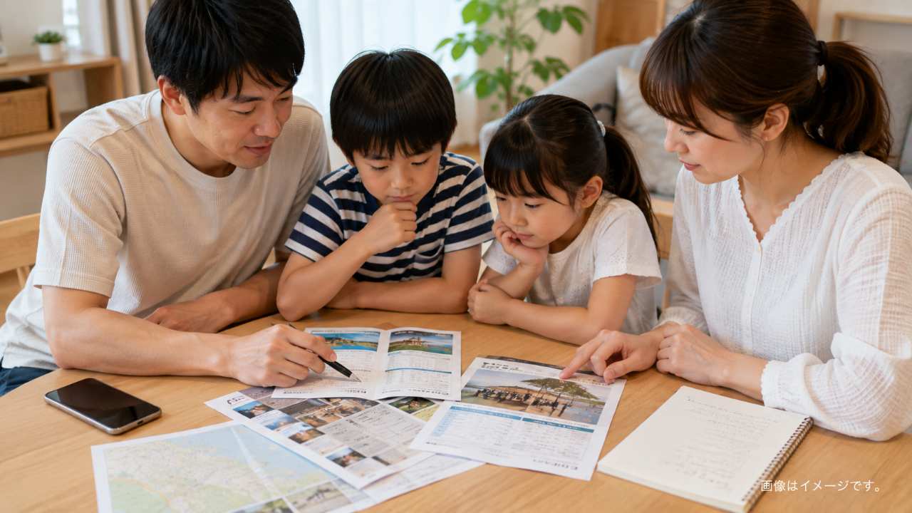 鳥取砂丘周辺の大型遊具で子供と保護者が遊んでいる様子